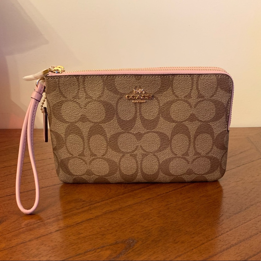 NWT Coach Double Zip Signature Canvas Wallet
